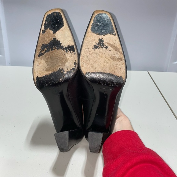 Anne Klein Black Leather Mule Heel Size 8.5 - Picture 6 of 7